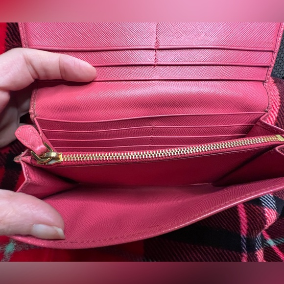 Pre-owned Prada Pink Saffiano Leather Continental Flap Wallet - Picture 7 of 14